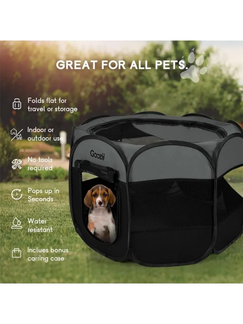 Portable Pet Playpen for Small Dogs & Cats - Foldable Indoor/Outdoor Tent